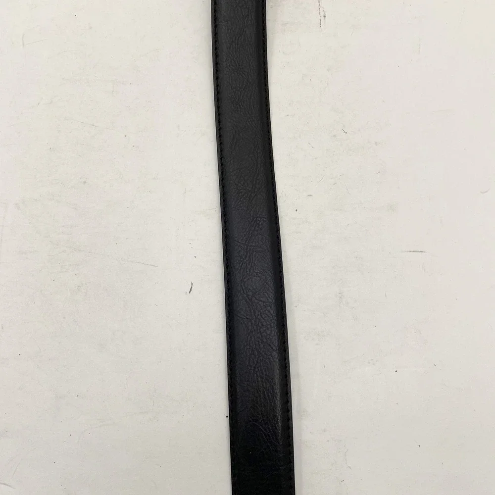 Columbia Black Synthetic Leather Belt Mens Size 40‎ Brushed Silver Buckle